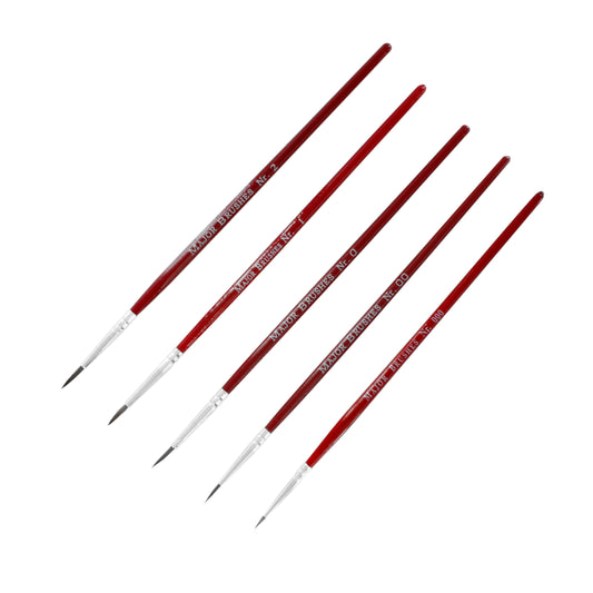 Premium Red Sable, Precision Miniature Painting Brushes for Watercolor & Oil, Brush Set 5pc